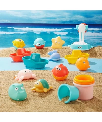 Bath Toy Set Beach Toys Toddler Bathtub Bath Toys Floating Animal Toys for Kids Pool Toys for Babies 2-4 Years Old (17 Piece ...