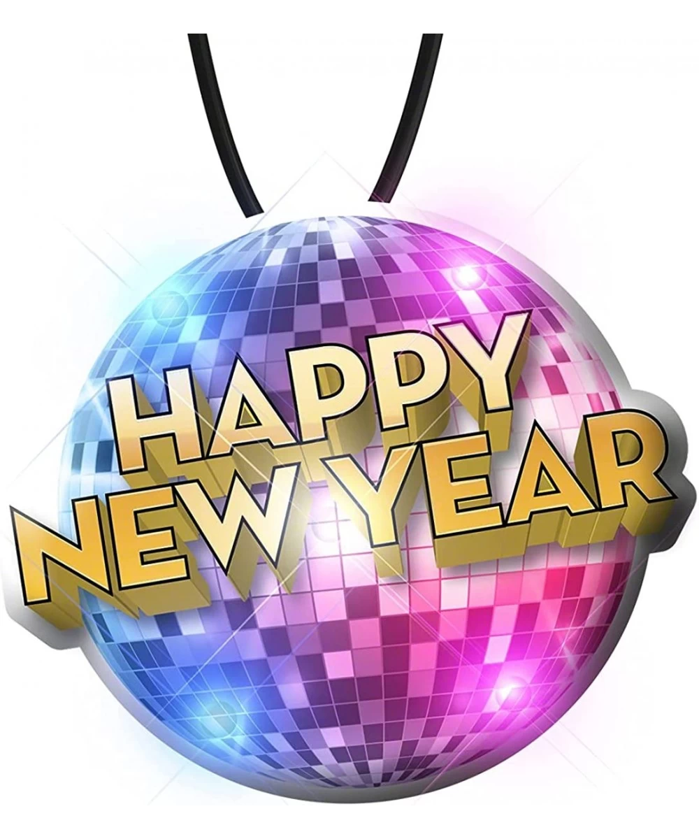 Light Up LED Happy New Year Disco Ball Blinkies on Black String Necklace (Set of 5) $31.87 Kids' Dress-Up Accessories