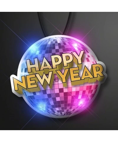 Light Up LED Happy New Year Disco Ball Blinkies on Black String Necklace (Set of 5) $31.87 Kids' Dress-Up Accessories