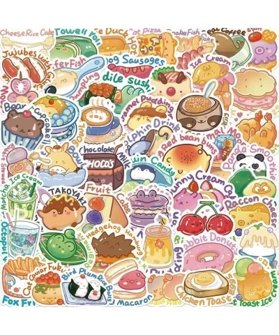 50 Pieces Cartoon English Food Stickers Animal Stickers Kids Teens Cute Cartoon Food Stickers Fashion Laptop Water Bottle Ref...