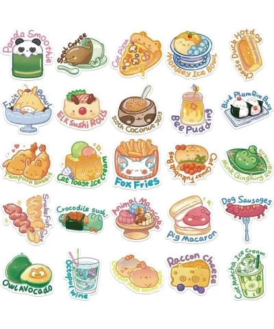 50 Pieces Cartoon English Food Stickers Animal Stickers Kids Teens Cute Cartoon Food Stickers Fashion Laptop Water Bottle Ref...