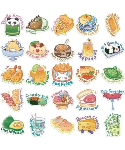 50 Pieces Cartoon English Food Stickers Animal Stickers Kids Teens Cute Cartoon Food Stickers Fashion Laptop Water Bottle Ref...