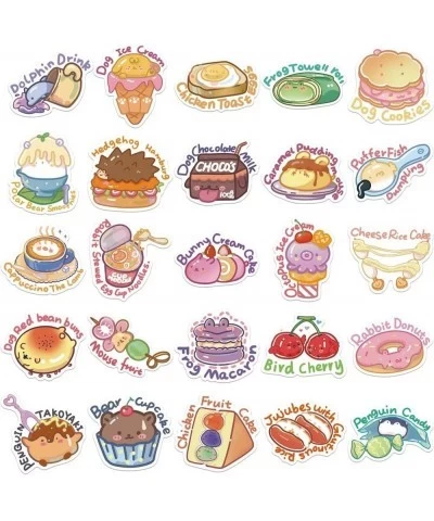 50 Pieces Cartoon English Food Stickers Animal Stickers Kids Teens Cute Cartoon Food Stickers Fashion Laptop Water Bottle Ref...