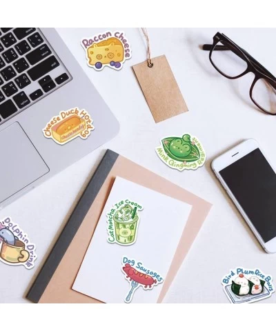 50 Pieces Cartoon English Food Stickers Animal Stickers Kids Teens Cute Cartoon Food Stickers Fashion Laptop Water Bottle Ref...