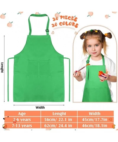 30 Pcs Kids Apron with Pocket Kids Aprons Set Adjustable Kids Chef Apron Child Art Apron for Girl Boy Cooking Painting Baking...