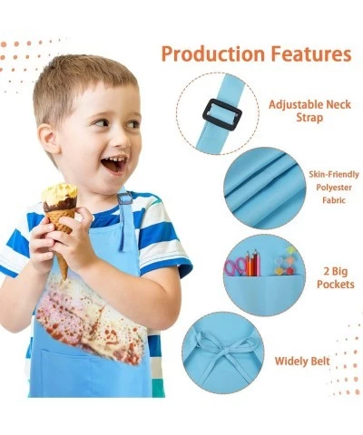 30 Pcs Kids Apron with Pocket Kids Aprons Set Adjustable Kids Chef Apron Child Art Apron for Girl Boy Cooking Painting Baking...