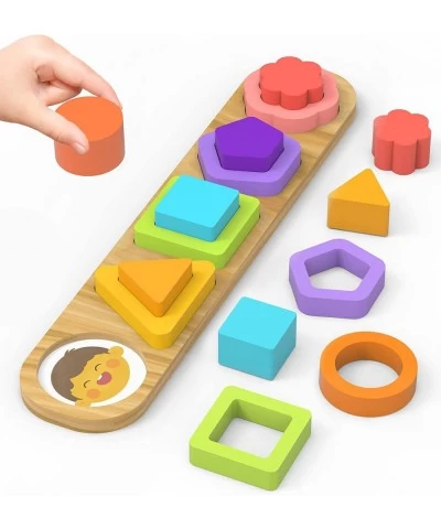 Montessori Toys for 1 2 3 Year Old Wooden Sorting and Stacking Toys Social Emotion Sensory Toys Color Recognition Shape Sorte...