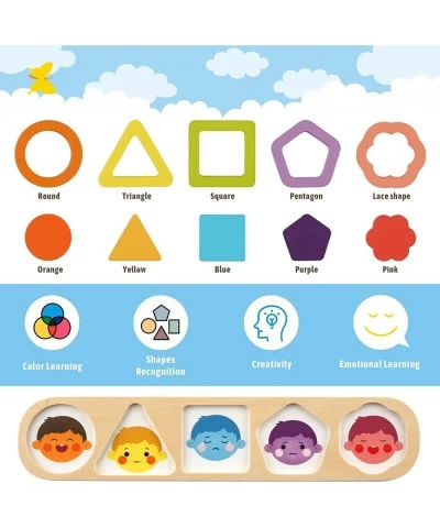 Montessori Toys for 1 2 3 Year Old Wooden Sorting and Stacking Toys Social Emotion Sensory Toys Color Recognition Shape Sorte...