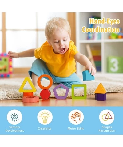 Montessori Toys for 1 2 3 Year Old Wooden Sorting and Stacking Toys Social Emotion Sensory Toys Color Recognition Shape Sorte...