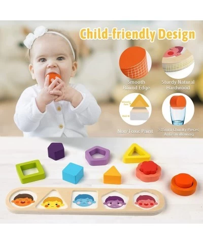 Montessori Toys for 1 2 3 Year Old Wooden Sorting and Stacking Toys Social Emotion Sensory Toys Color Recognition Shape Sorte...