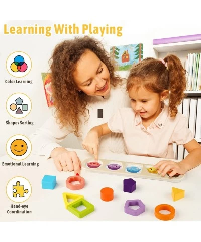 Montessori Toys for 1 2 3 Year Old Wooden Sorting and Stacking Toys Social Emotion Sensory Toys Color Recognition Shape Sorte...