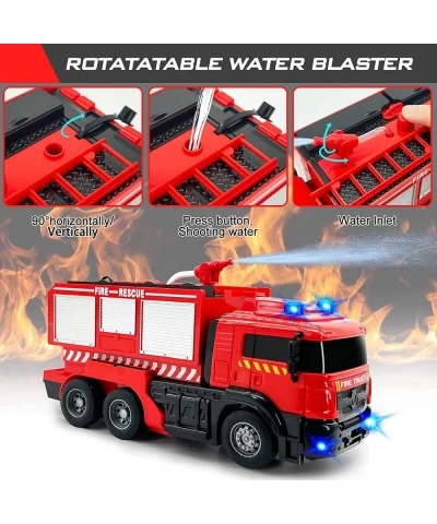 Remote Control Fire Truck with Led Sounds RC Fire Truck Car Toy with 3pcs Small Firetrucks 10pcs Roadblock Models One Button ...