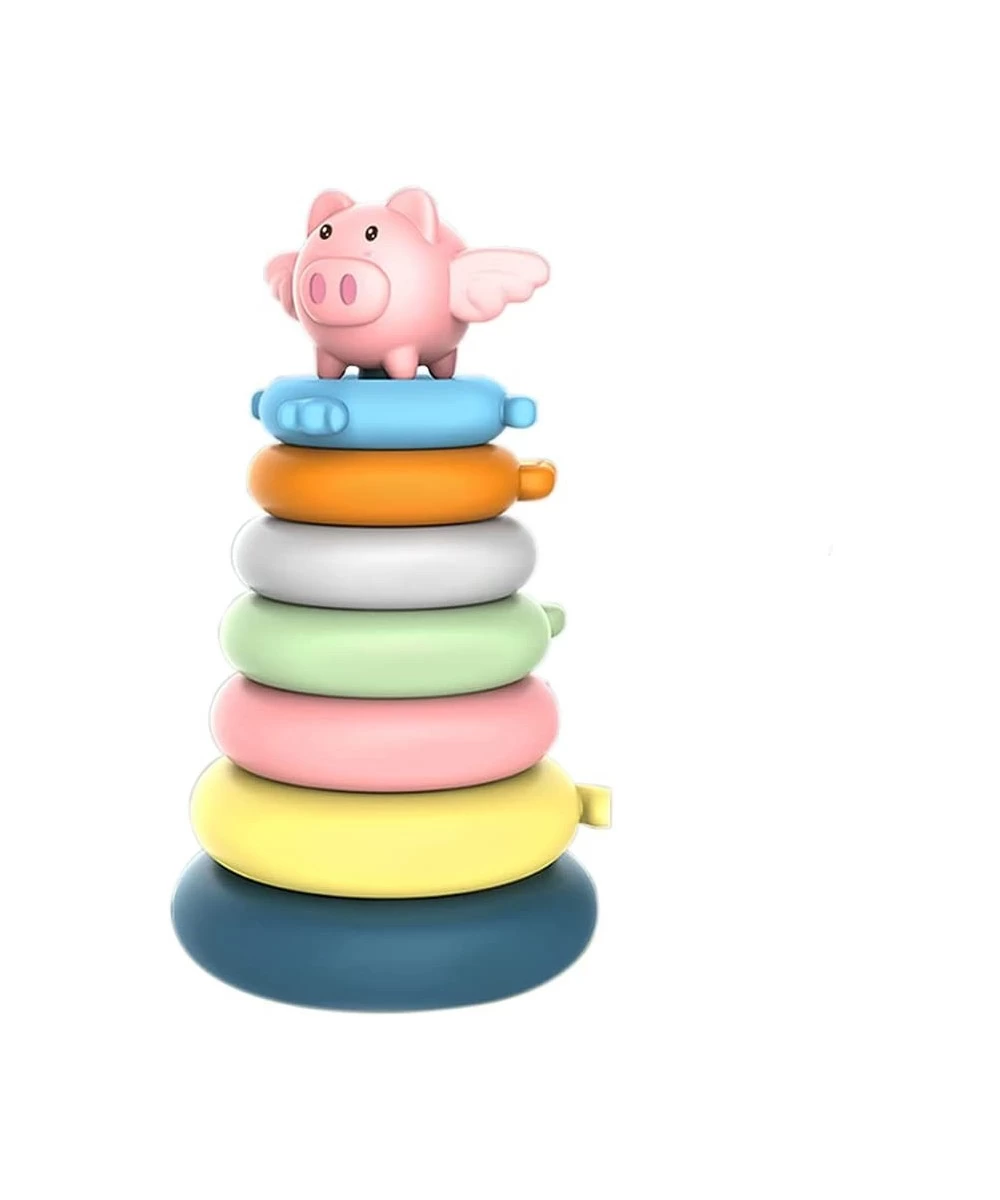 6PCS Nesting Circle & Stacking Toy Animal Plastic Building Rings Stacker Play with Early Educational Learning Stacking Tower ...