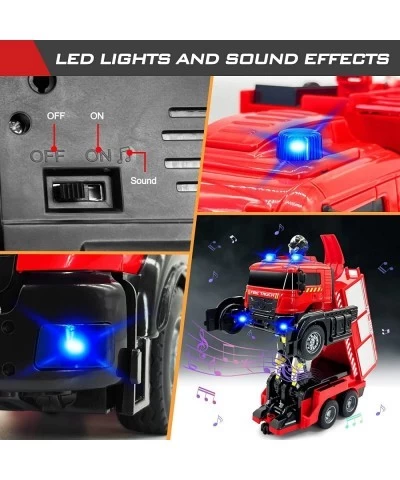 Remote Control Fire Truck with Led Sounds RC Fire Truck Car Toy with 3pcs Small Firetrucks 10pcs Roadblock Models One Button ...