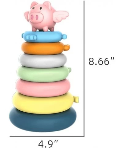 6PCS Nesting Circle & Stacking Toy Animal Plastic Building Rings Stacker Play with Early Educational Learning Stacking Tower ...