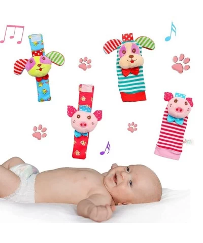 Baby Rattle Baby Wrist Rattles and Foot Finder Socks Toy Set Educational Development Soft Animal Toy Shower Gift with Puppy a...