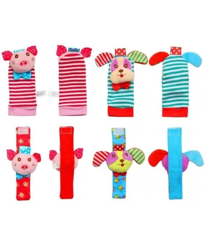 Baby Rattle Baby Wrist Rattles and Foot Finder Socks Toy Set Educational Development Soft Animal Toy Shower Gift with Puppy a...