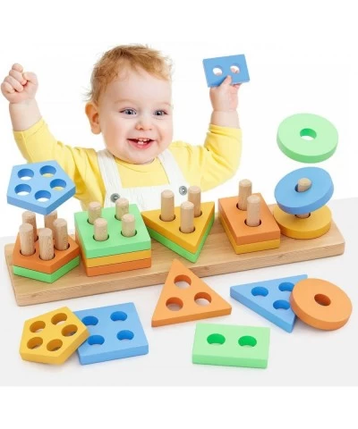 Montessori Toys for 1 Year Old Boy Gifts Shape Sorter Baby Toys 12-18 Months Wooden Sorting Stacking Toys for Toddler Age 1-3...