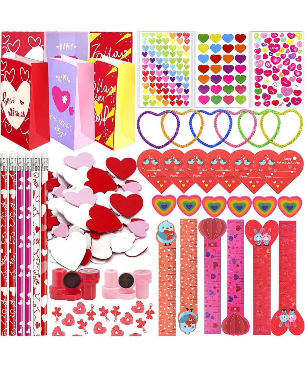 408 Pieces 6 Pack Valentine Party Favors for Kids Valentines Day Gifts Toys Treats Cute Stationery Set Stickers Cards Classro...