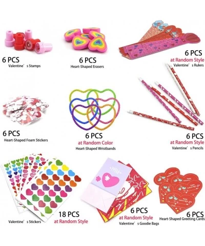 408 Pieces 6 Pack Valentine Party Favors for Kids Valentines Day Gifts Toys Treats Cute Stationery Set Stickers Cards Classro...