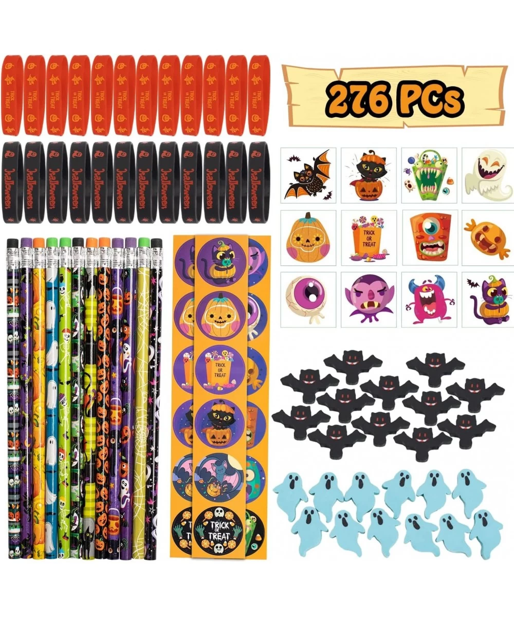 276PCS Halloween Toys Party Favor Bulk 12 Pencils 24 Erasers 24 Bracelets 144 Stickers 72 Temporary Tattoos $21.16 Kids' Part...