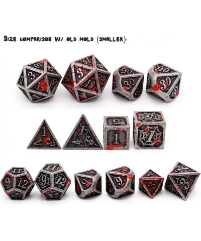 Blood Splatter Metal DND Dice Set W/ Gift Leather Dice Bag Bloodstained D&D Dice Spider Web Pattern Polyhedral Dice for Dunge...