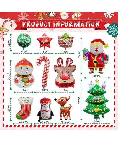 11Pcs Large Christmas Foil Balloons Santa Reindeer Socks Snowman Candy Cane Christmas Tree Christmas Gift Balloon Decoration ...