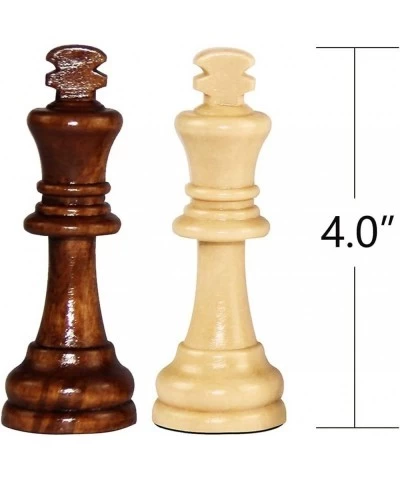 4 King Height Wooden Chess Pieces (32+2 Extra Queens) Wooden Chess Pieces Tournament Staunton Wood Chessmen Pieces Only Chess...