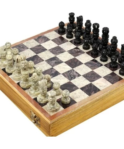 Beautifully Crafted Unique Stone Art Chess Set Hand Carved Stone Pieces Board Size 10x10 Inches $65.59 Board Games