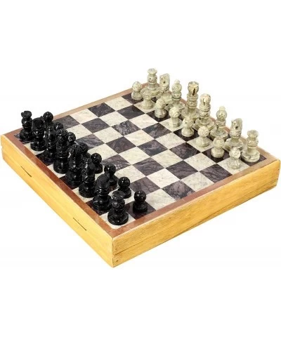 Beautifully Crafted Unique Stone Art Chess Set Hand Carved Stone Pieces Board Size 10x10 Inches $65.59 Board Games