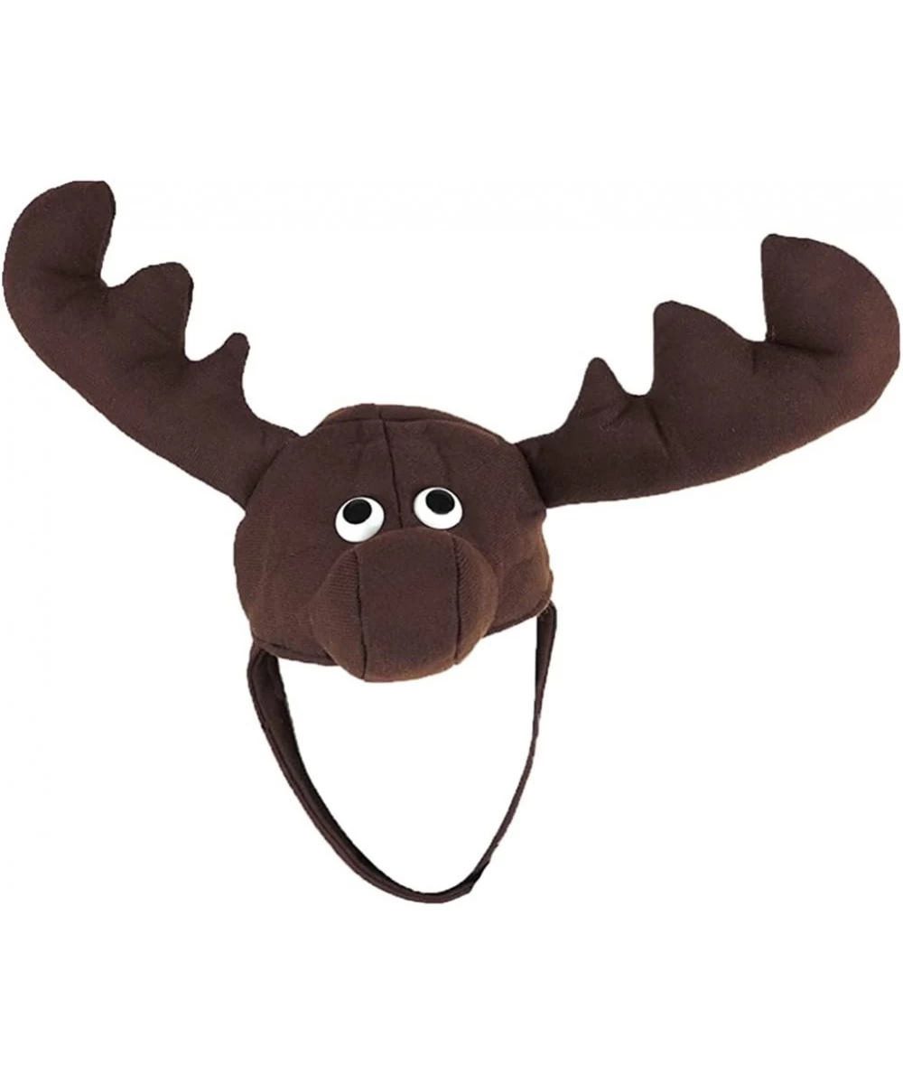 Dark Brown Plush Crazy Moose Hat with Antlers and Chin Strap $30.48 Kids' Costumes