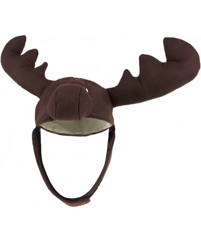 Dark Brown Plush Crazy Moose Hat with Antlers and Chin Strap $30.48 Kids' Costumes