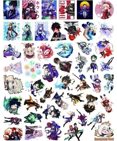 Genshin Impact Stickers 100pcs Anime Stickers Pack Waterproof for Skateboard Luggage $14.76 Kids' Stickers