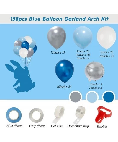 147pcs Blue Balloon Garland Arch Kit Metallic Pastel Blue White Latex Balloons and 4D Silver Balloons Set for Baby Shower Wed...