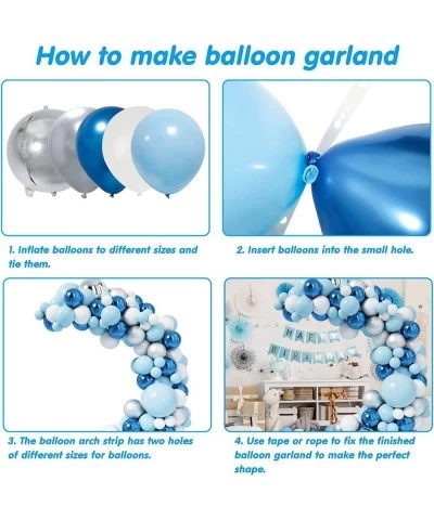 147pcs Blue Balloon Garland Arch Kit Metallic Pastel Blue White Latex Balloons and 4D Silver Balloons Set for Baby Shower Wed...