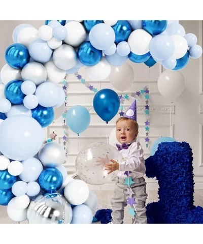 147pcs Blue Balloon Garland Arch Kit Metallic Pastel Blue White Latex Balloons and 4D Silver Balloons Set for Baby Shower Wed...