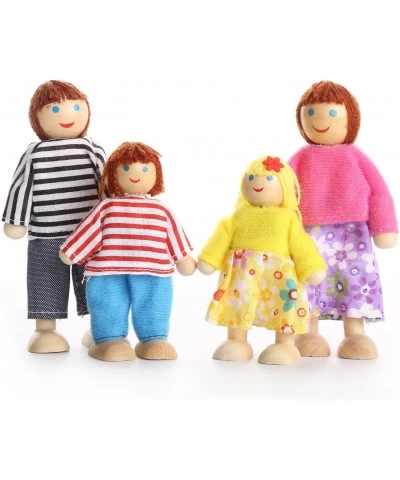 Lovely Happy Family Dolls Playset Wooden Figures Set of 7 People with Dog for Kids Children Toddlers Dollhouse Pretend Gift $...