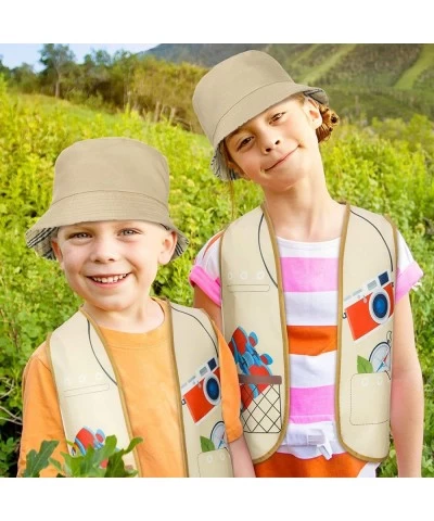 20 Pcs Explorer Hats and Vests Costume Sets for Kids Party Supplies Kids Animals Explorer Pith Helmets Jungle Party Supplies ...