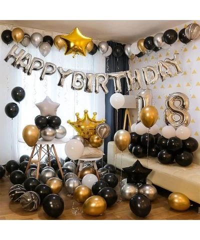 Black Gold and Silver Balloon Garland Arch Kit 125Pcs 18/12/10/5 Inch Black Metallic Gold Chrome Silver Gold Confetti Latex B...