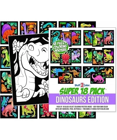 Super Pack of 18 Fuzzy Velvet Coloring Posters (Dinosaurs Edition) - Arts & Crafts for Boys and Girls - Great for After Schoo...