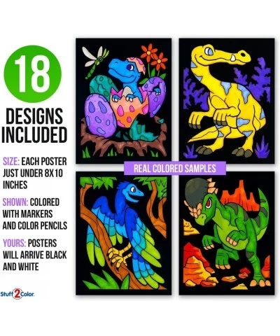 Super Pack of 18 Fuzzy Velvet Coloring Posters (Dinosaurs Edition) - Arts & Crafts for Boys and Girls - Great for After Schoo...