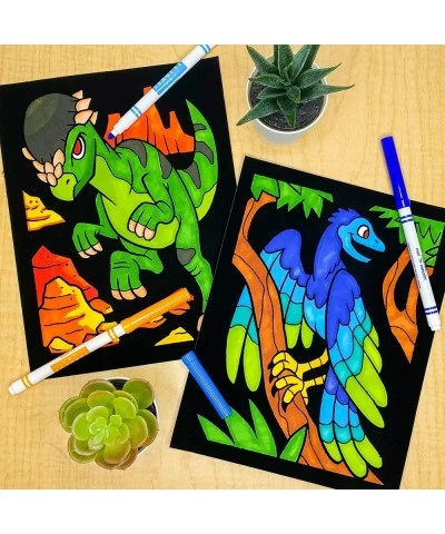 Super Pack of 18 Fuzzy Velvet Coloring Posters (Dinosaurs Edition) - Arts & Crafts for Boys and Girls - Great for After Schoo...