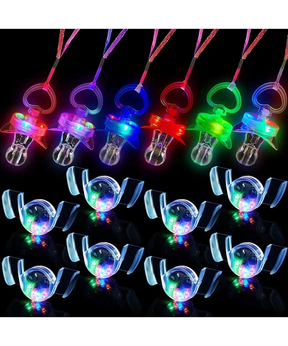 8 Pcs LED Light Up Pacifier Necklace and 8 Pcs Flashing LED Mouthpiece for Glow in the Dark Party Favors Christmas Halloween ...