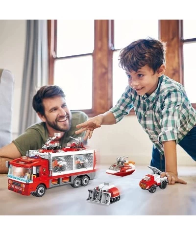 655 PCS Robot Building Toy 6-in-1 Kids Engineering Fire Truck Building Blocks Kit STEM Learning Building Bricks Toys Set for ...