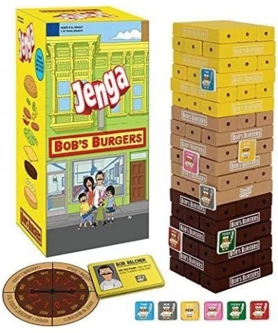 Bob's Burgers Edition Jenga Game|Move Your Characters Up The Blocks to Score Points|Play As 1 of 6 of Your Favorite Character...