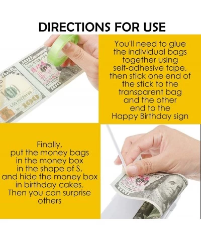 Pulling Money Box Plastic Cake Money Pulling Box 20 Transparent Bag Connected Pockets and Birthday Cake Topper for Cake Decor...