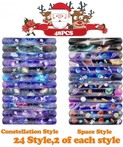 48Pcs Slap Bracelets for Kids Adults Party Favors Snap Bracelets with Space Constellation Design Gift for Classroom Prizes ca...