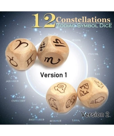 4Pcs/Set Creative Zodiac Dice Set - 2 Pairs 12 Constellation Symbol Pattern Dices for Game Divination Accessory (Version2(2 P...