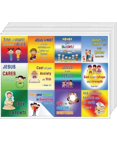 Bible Verses Every Kid Should Know Stickers (10 Sheet) - Total 120 pcs (10 x 12pcs) Individual Small Size 2.1 x 2 Inches Wate...