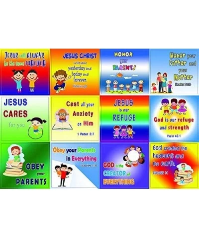 Bible Verses Every Kid Should Know Stickers (10 Sheet) - Total 120 pcs (10 x 12pcs) Individual Small Size 2.1 x 2 Inches Wate...